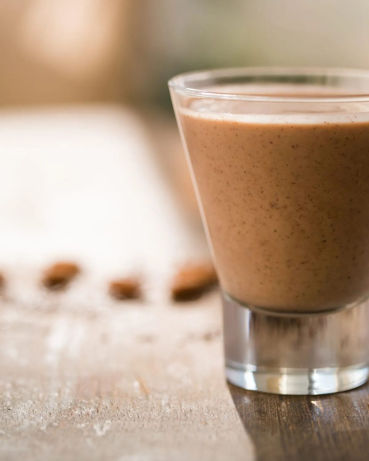 Chocolate protein shake in a glass