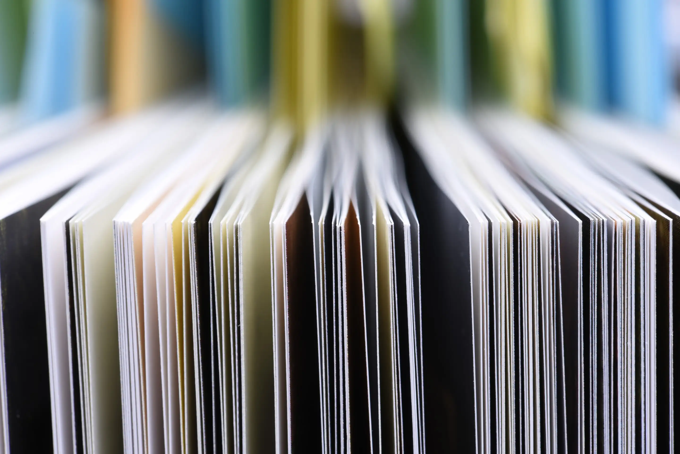 Close-up of the edges of a stack of printed documents