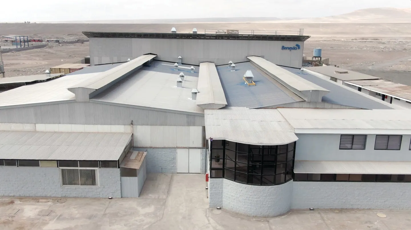 Aerial view of the Arica processing plant in the desert
